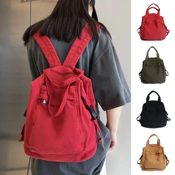 Жена раница, холщовая училищна чанта за момичета, Нова студентски реколта женствена чанта за лаптоп, пътен Кавайный женски раница