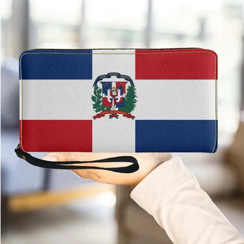 Жена чантата с флага на Доминиканската Република, на случаен дългият женски чантата си, Луксозни дамски портмонета от изкуствена кожа, женски празничен клатч Billeteras