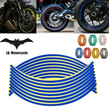 За Honda, Yamaha, Suzuki 7 Цвята ленти за полагане на Светлоотразителни стикери за колела на мотоциклети, Стикери, 17/18 Инчов Светоотражающая лента на джантата