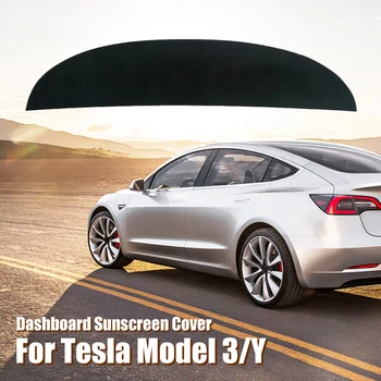 За Tesla Model 3 / Y 17-23, покриване на арматурното табло, Замшевая защита от слънцето, тампон върху таблото, защита от слънцето, козирка, Аксесоари за интериора