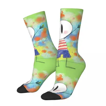 Забавен луд компрессионный чорап за мъже, едно момче и по света! Хип-хоп Harajuku The Boy and the World Безшевни мъжки экипажный чорап
