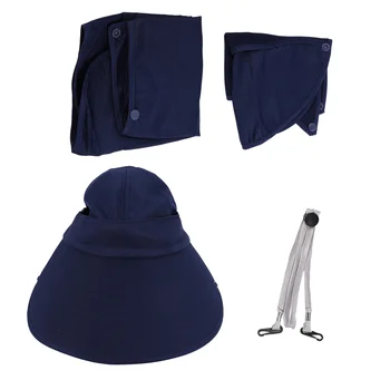 Защитна шапка от слънцето, елегантна шапка с широка периферия, защитена от uv, за ежедневна употреба на открито (тъмно синьо, регулируем)
