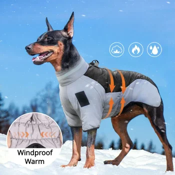 Зимни дрехи за кучета със средни размери, Ветрозащитная светоотражающая топло яке, палто, костюм лабрадор, жилетка Златен ретривър, гащеризон