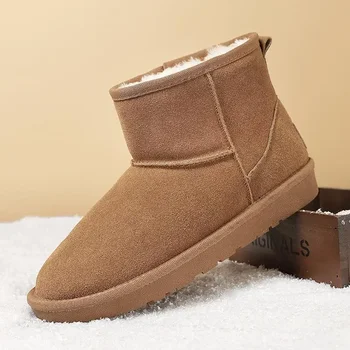 Зимни обувки, Мъжки обувки Зимни памук ботуши на меху за момчета С руното облицовка, запазването на топлина памучни обувки големи размери за хляб