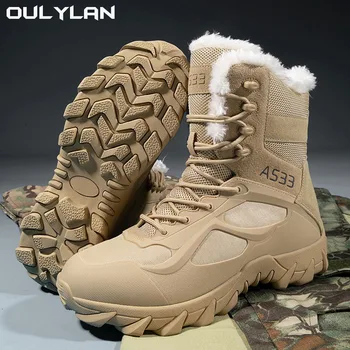 Зимни топли военни тактически обувки, градинска планински туризъм обувки, мъжки и дамски зимни обувки за пустинята, здрава тренировочная обувки, ботильоны