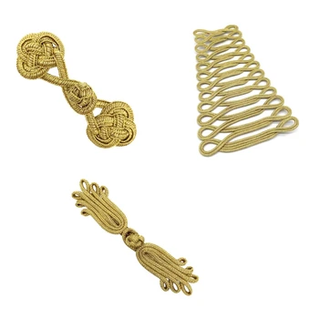 Златни китайски копчета Закопчалка във формата на цвете, ръчно изработени Копчета с китайски възел