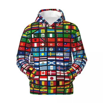 Знамената на всички страни по света, Свободни блузи, hoody с качулка в уличном стил унисекс, 3D, есенни блузи с качулка в стил хип-хоп, големи размери