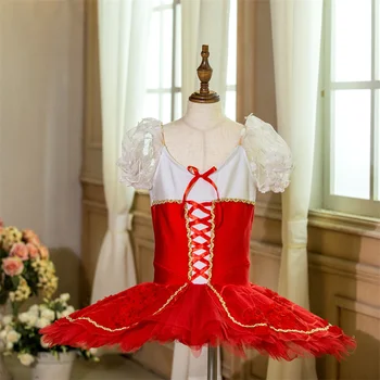 Изискан дизайн, индивидуални размери, индивидуален цвят, танцови облекла за момичета, 7 слоя, предпрофессиональная червена класически балет пакетче