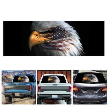 Изображение на орел американски флаг за камион, пикап от Jeep Suv, 3D стикер на предното и задното стъкло, интериор, плакат на задното стъкло