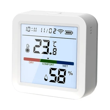 Интелигентен сензор за температура и влажност на въздуха Wi-Fi, термометър-влагомер за стая Hristo с подсветка LCD дисплей, Резервни части за замяна на