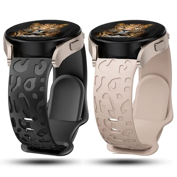 Каишка с надпис за Samsung Watch 4 5 6 40 мм 44 мм Watch 5 Pro/3 Active 2 Леопардовый силикон гривна Huawei GT 2 2д 20 мм и каишка за часовник
