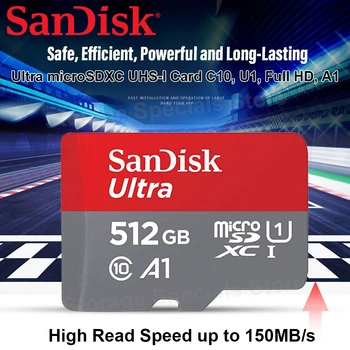 Карта памет SanDisk Ultra microSDXC UHS-I C10 U1 Full HD A1 microSD Card 1T 512G 256G 128G 64G 32G и Високоскоростна Транс флаш карта