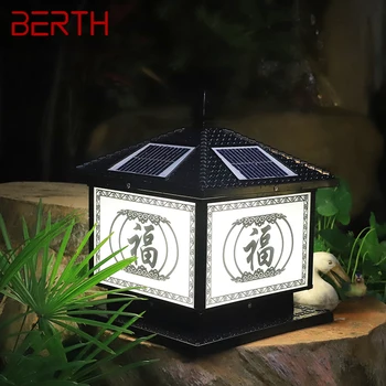Кей Слънчев Стълб на Лампа Открит Реколта Творчески Китайски Стълб Светлина LED Водоустойчива IP65 за Къща Вила Градина Тераса