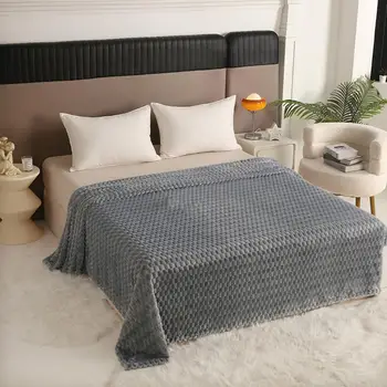 Класически однотонное одеяло Луксозни кадифени одеяла от коралов руно Стилни, удобни и топли пелерини за сън Модерен дом