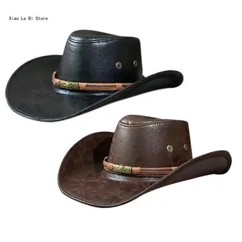 Ковбойская шапка за един господин, шапката е с дърворезба, чар, подарък за любителите на къмпинг, скално катерене XXFD