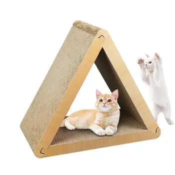 Когтеточки, подложки за домашни котки, 6-обикновен картон за котки в триъгълник, за да проверите за забавление на домашни любимци, играчки за котки за игри стая, спалня