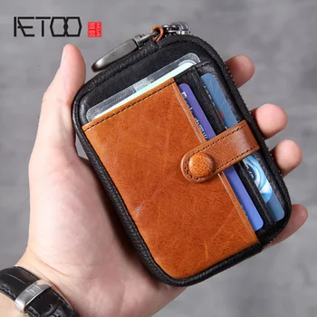 Кожен портфейл zero, кожена чанта за ключове, мини-ультратонкая чанта за шофьорска книжка ръчно изработени