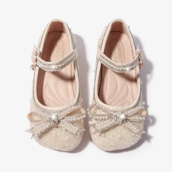 Кожени обувки за сладък момичета, Мери Джейн, Елегантен модерен пролетно детски обувки принцеса, Детски балет апартаменти с лъскав нос, тънки обувки