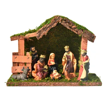 Коледен Комплект 9 В 1 за Коледни Ясли в реалния живот, Коледни Орнамента за Коледното креватчета, Свята Семейство, Професия, Статуя, Декор