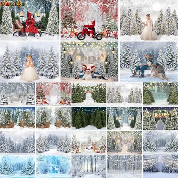 Коледно дърво, замразени горски декори, реквизит за снимки, Зимна страна на чудесата, Сняг, Дете, Деца, Коледа портрет на заден план, чрез търг