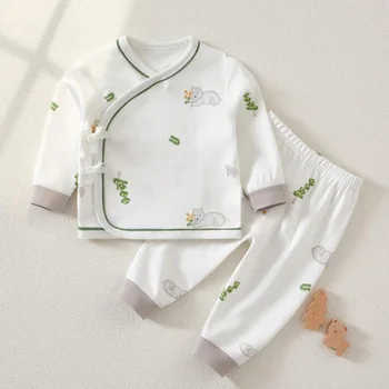 Комплект за момче, памучни блузи с дълъг ръкав + панталони, двойка, пролет-есен облекло за новородени момичета