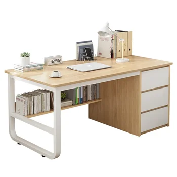 Компютърна маса за дома, спалня, прост обучение с книги рафт, лесен двойно бюро