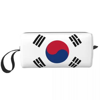Корейската косметичка Taegeukgi с флага Taegeukgi, водоустойчив косметичка, Пътна чанта за тоалетни принадлежности, органайзер, чантата за съхранение за жени