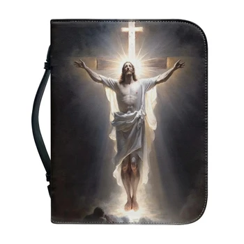 Корица на Библията с изображение на Исус, Кожена чанта-Библията за жените, чанти с цип, християнски Практични чанти за съхранение на Библията