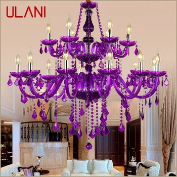 Кристален подвесная лампа ULANI в европейски стил, Лилава Свещ, Луксозен Полилей за дневна, ресторант, спалня, магазин за дрехи
