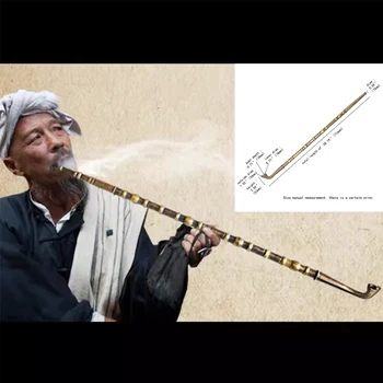 Латунная тютюневата тръба за сухо тютюнопушенето в ретро стил меден цвят 71*5*3 (см) подвижен китайската класическа колекция от ръчно изработени