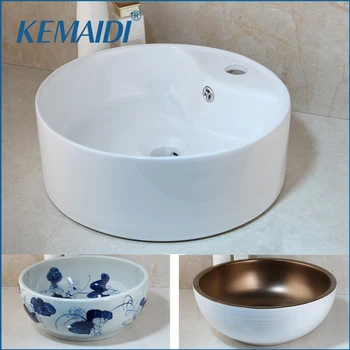 Мивка за баня KEMAIDI, бяла керамична мивка, баня, тоалетна чиния, мивка, вана, Само на мивка, не се включва кран