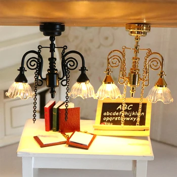 Миниатюрен куклена къща 1:12, led лампа, тавана лампа, полилей, подвесное осветлението, моделът на мебели за дома, Аксесоари за декор куклена къща