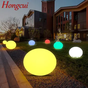 Модерен бял газонный лампа Hongcui Водоустойчива IP65 Външния кръг led 16 цвята за украса на градина Парк