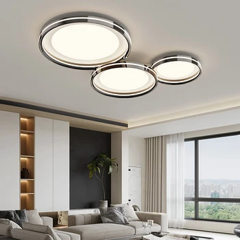 Модерен минималистичен кръг на тавана лампа за спални, хол, кафе в хотела, офиса, Черен, 3 цвята, декорация на дома, лампа за помещения