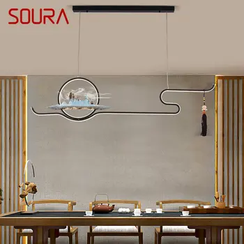 Модерен окачен лампа SOURA, китайска креативна teahouse Дзен, led полилей за домашна трапезария, спалня декор