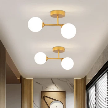 Модерен стъклен тавана лампа в минималистичном стил от черно злато с 1/2 глави Вътрешно осветление за антре, коридор, балкон, гардероб