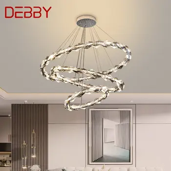 Модерна кристален полилей DEBBY с led подсветка, луксозни пръстен, окачен лампа, начало декор за хол, трапезария, спалня