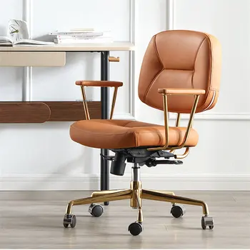Модерни кожени офис столове за офис обзавеждане Лесно Луксозно Ергономичен компютърен стол С удобна въртяща се облегалка Офис стол