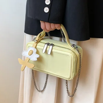 Модни Дамски чанти на верига от висок клас, малки квадратни ежедневни портмонета и чанти, ръчни универсални чанти през рамо, портфейли