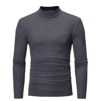 Модно топлинна бельо с яка A3154, Мъжки базова тениска с имитация на шията, Блуза, пуловер, отгоре с дълъг ръкав