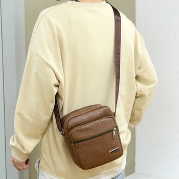 Мъжка чанта-месинджър от изкуствена кожа, бизнес мъжка чанта през рамо, малка дамска чанта, Мъжки телефон, чанта през рамо, чантата, чанти, Модни