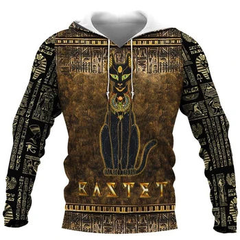 Мъжки hoody с 3D принтом Gods of Ancient Egypt, есен-зима, Унисекс, Луксозна hoody, пуловер с цип, ежедневни градинска облекло