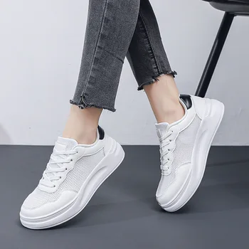 Мъжки обувки, Ежедневни Кожена Окото Обувки На платформа Бял Цвят е За Жени, Модни Дишаща Градинска Обувки На дантела-За двойки, Zapatillas Hombre