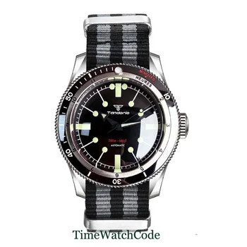 Мъжки часовник Tandorio Automatic Diver с двойно дужным сапфирено стъкло NH35 PT5000 200m, водоустойчив 40-мм найлонов ремък, светлинен циферблат.
