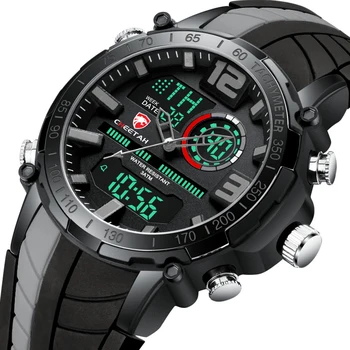 Мъжки часовник от CHEETAH, най-добрата марка за Луксозни модни часовници с двоен дисплей, Аналогов Цифров led дисплей хронограф, спортни водоустойчиви часовници