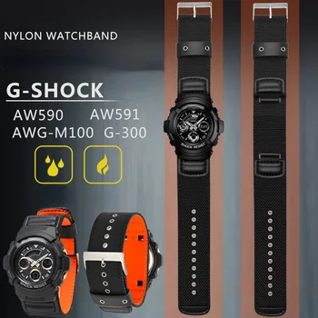 Найлонов ремък за Casio G-SHOCK AW-591MS AW-590 AWG-M100/101 G-300 16 мм 18 мм и каишка за часовник гривна