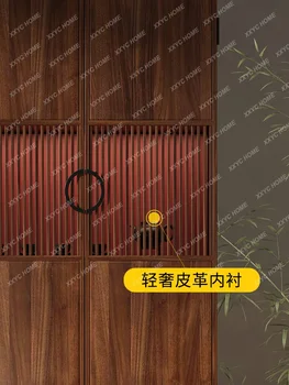 Нов шкафове от масивно дърво в китайски стил, Черен орех, Стенен шкаф за съхранение, хол, офис