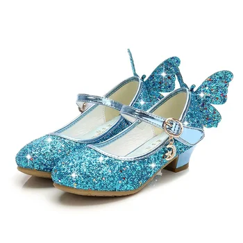 Нова кожена обувки за момичета на принцеси, детски обувки с бриллиантовым блясък и пеперуди, детски ежедневни обувки с пеперуди и възли, обувки за танци за момичета