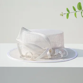 Нова конопляная шапка Fedora, Пролетно-летния слънцезащитен крем за пътуване, однотонная дамски модни шапка с плосък покрив в европейския английски стил, търговия на Едро