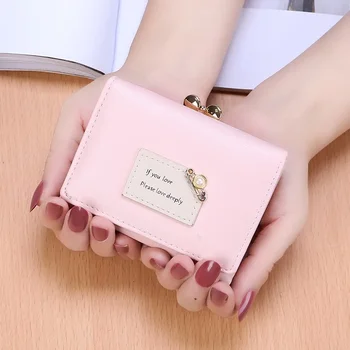 Нова корейска версия на женски чантата на Жена кратък студентски малко прясно Мини чантата Трикратен портфейл за монети Tide